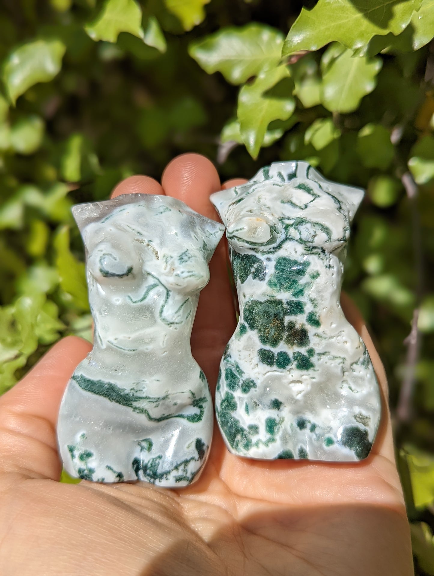 Moss Agate Goddess Lady Statue