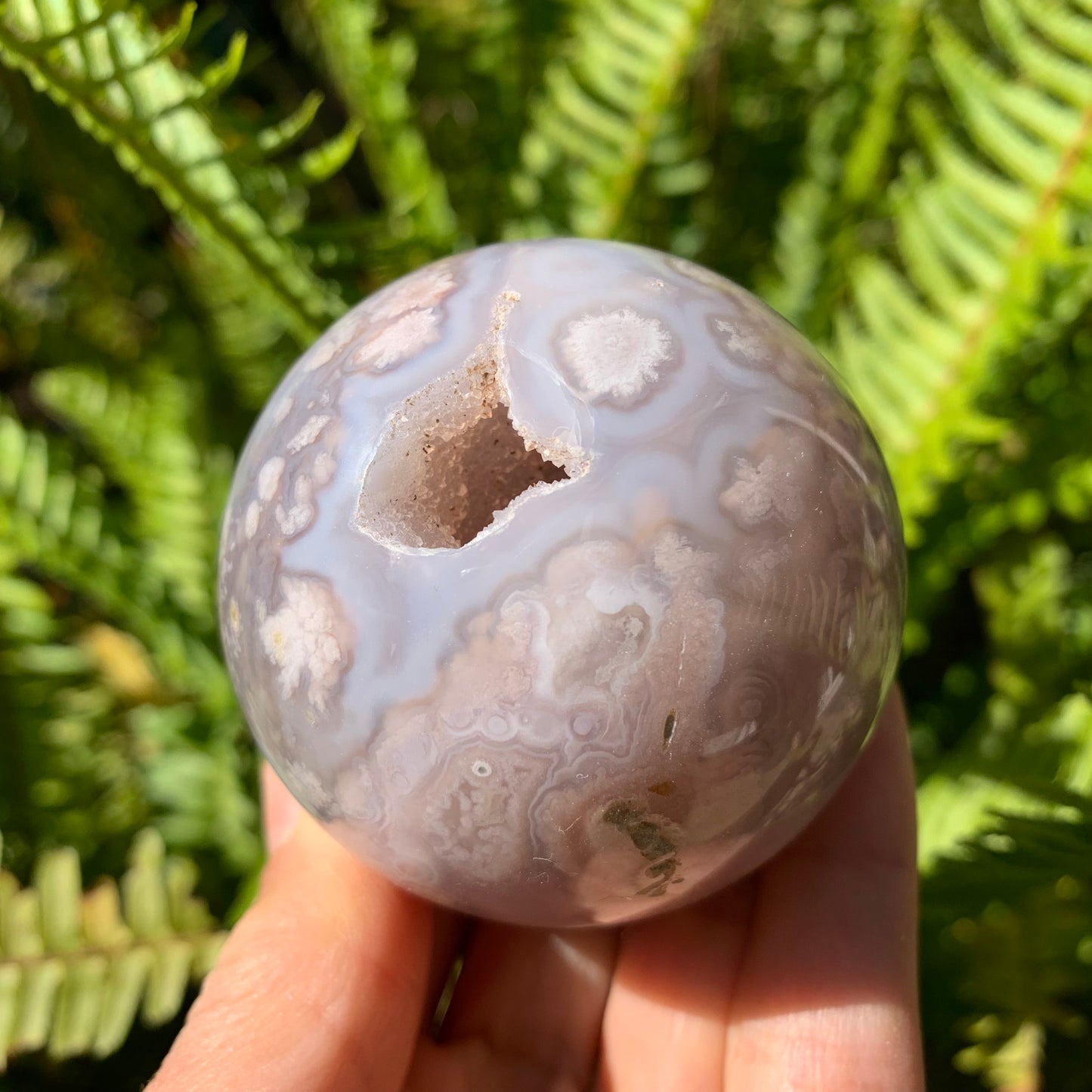 Black Flower Agate Sphere
