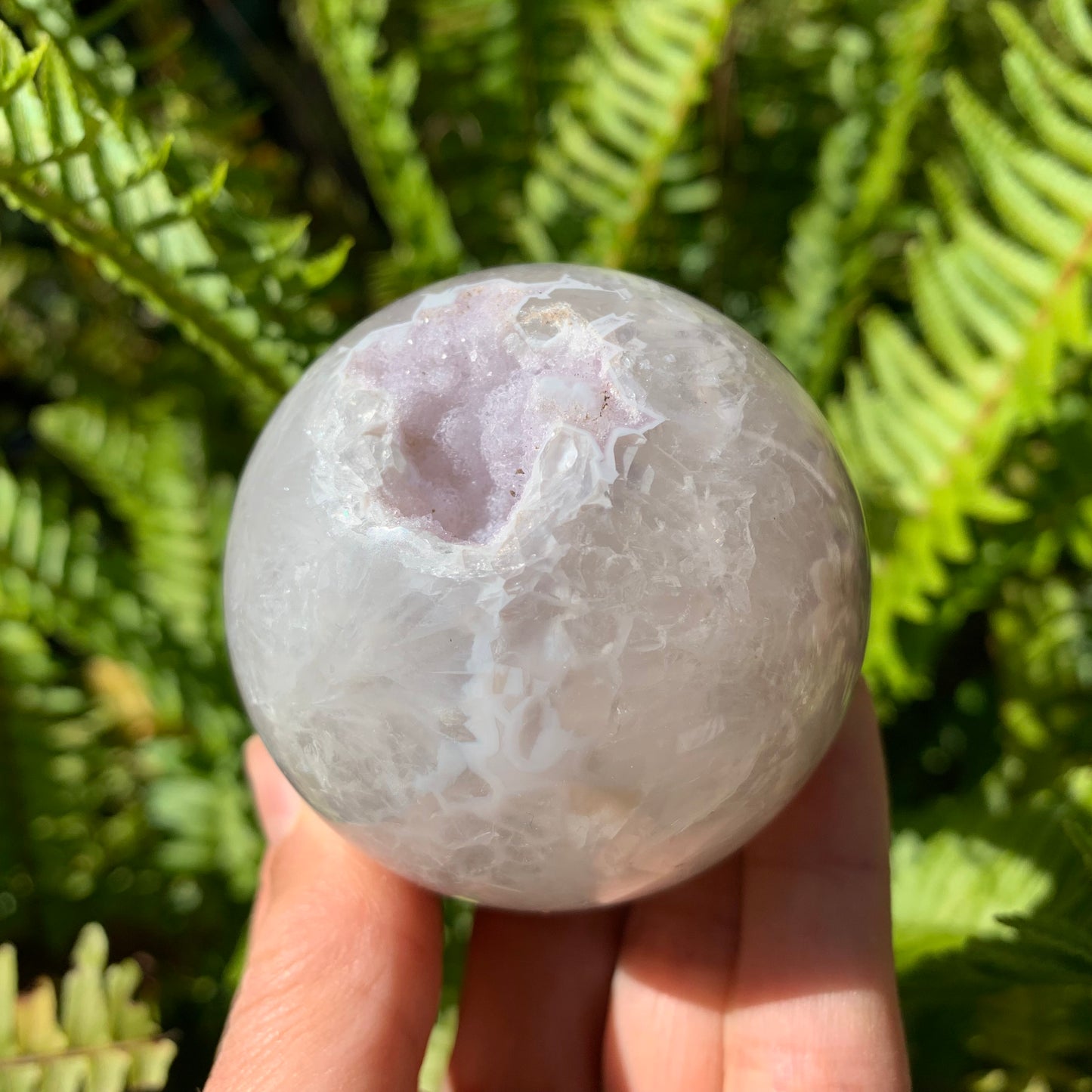 Black Flower Agate Sphere
