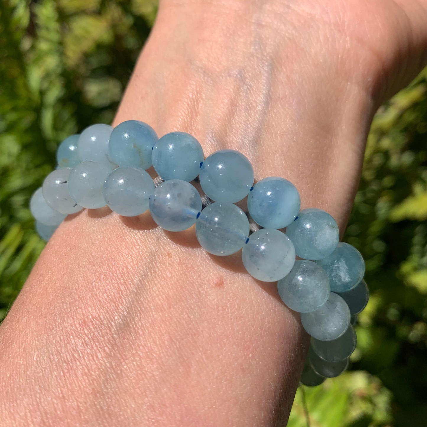 Aquamarine Bead Bracelet 8mm Medium