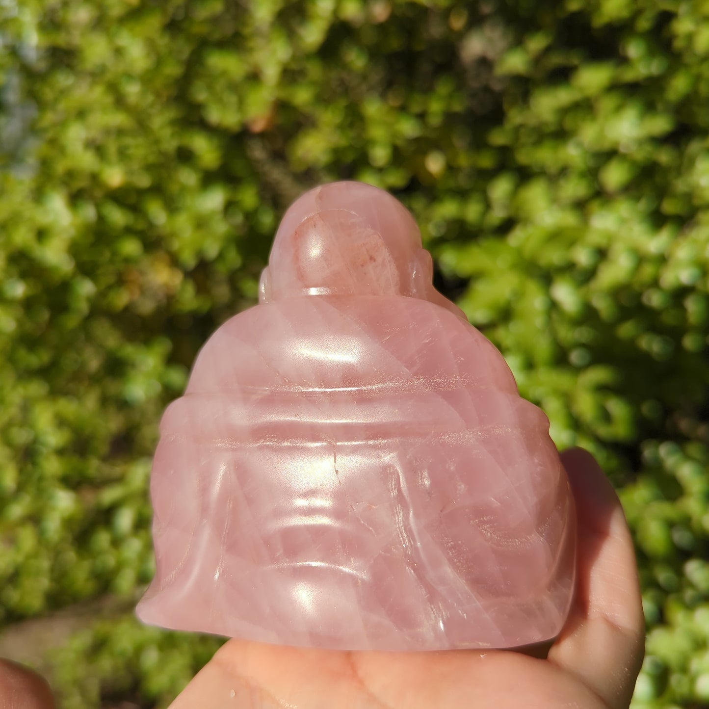 Rose Quartz Laughing Buddha Large