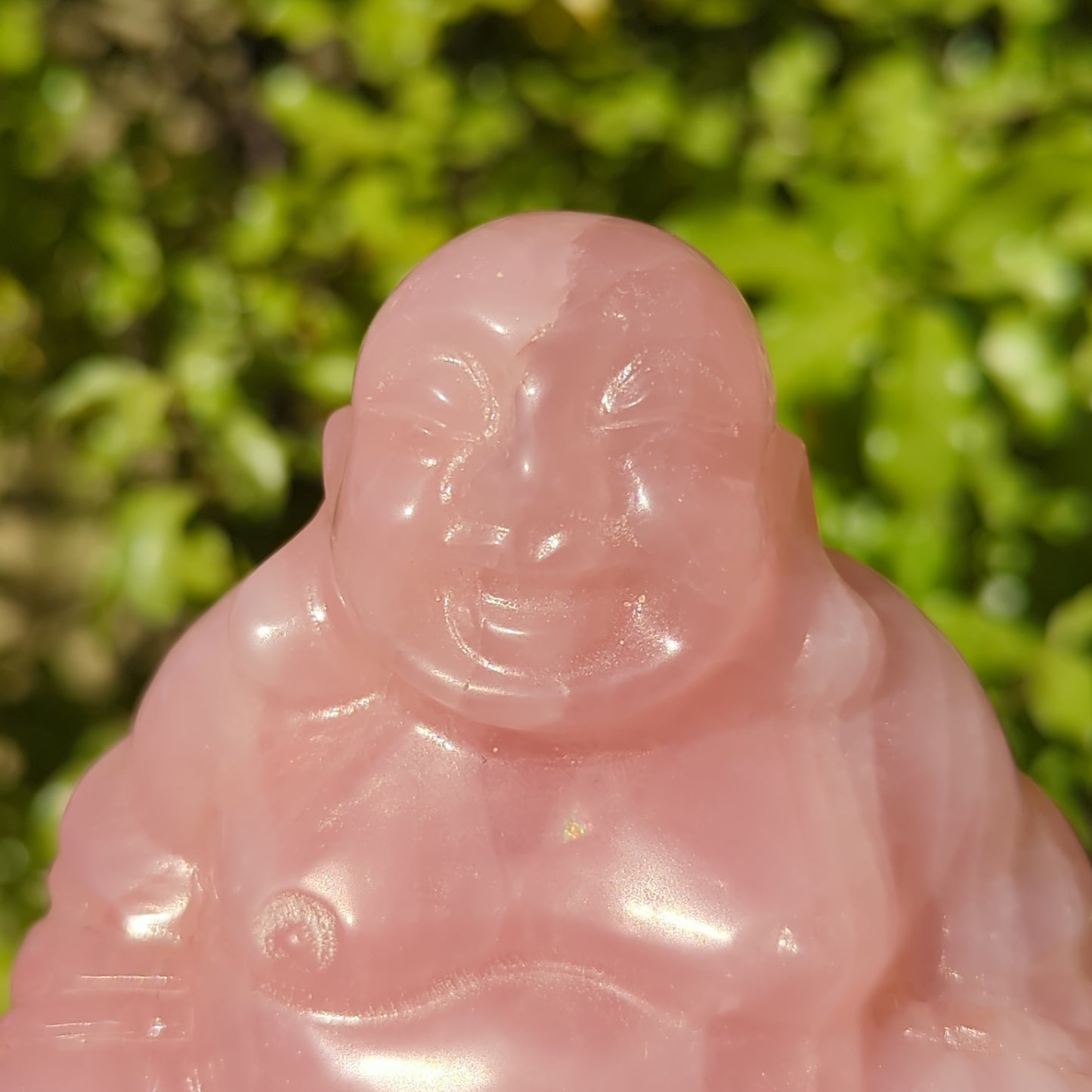 Rose Quartz Laughing Buddha Large