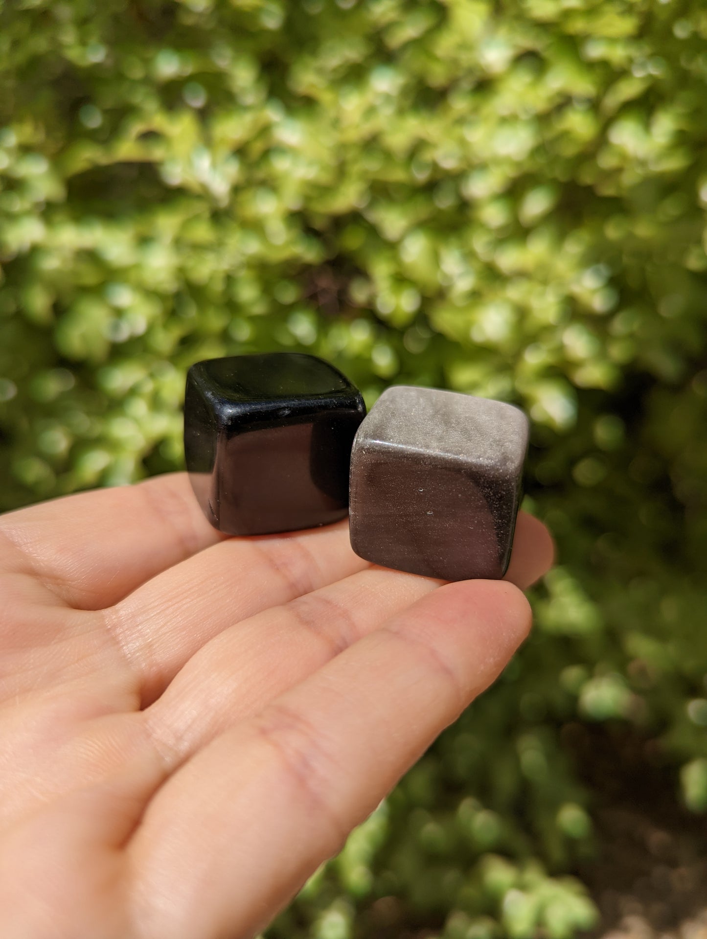 Silver Sheen Obsidian Cube Tumbles