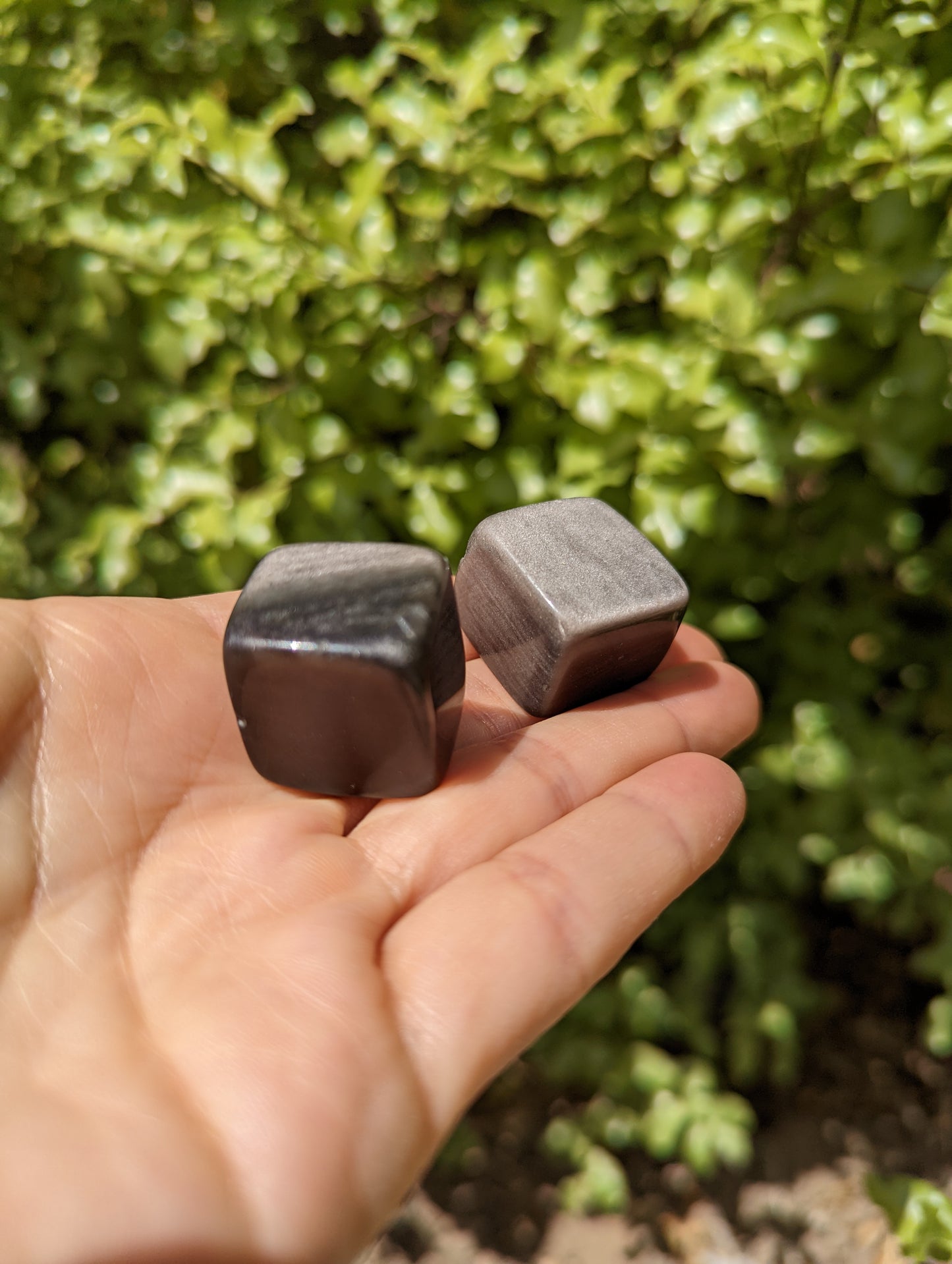 Silver Sheen Obsidian Cube Tumbles