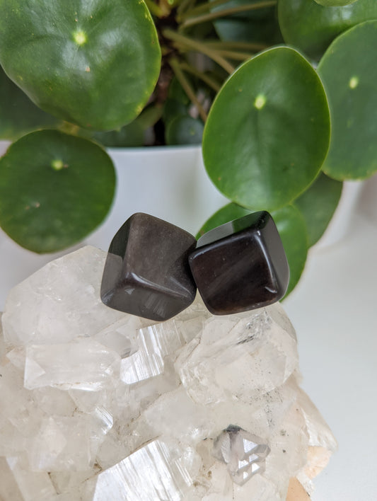 Silver Sheen Obsidian Cube Tumbles