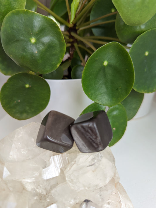 Silver Sheen Obsidian Cube Tumbles
