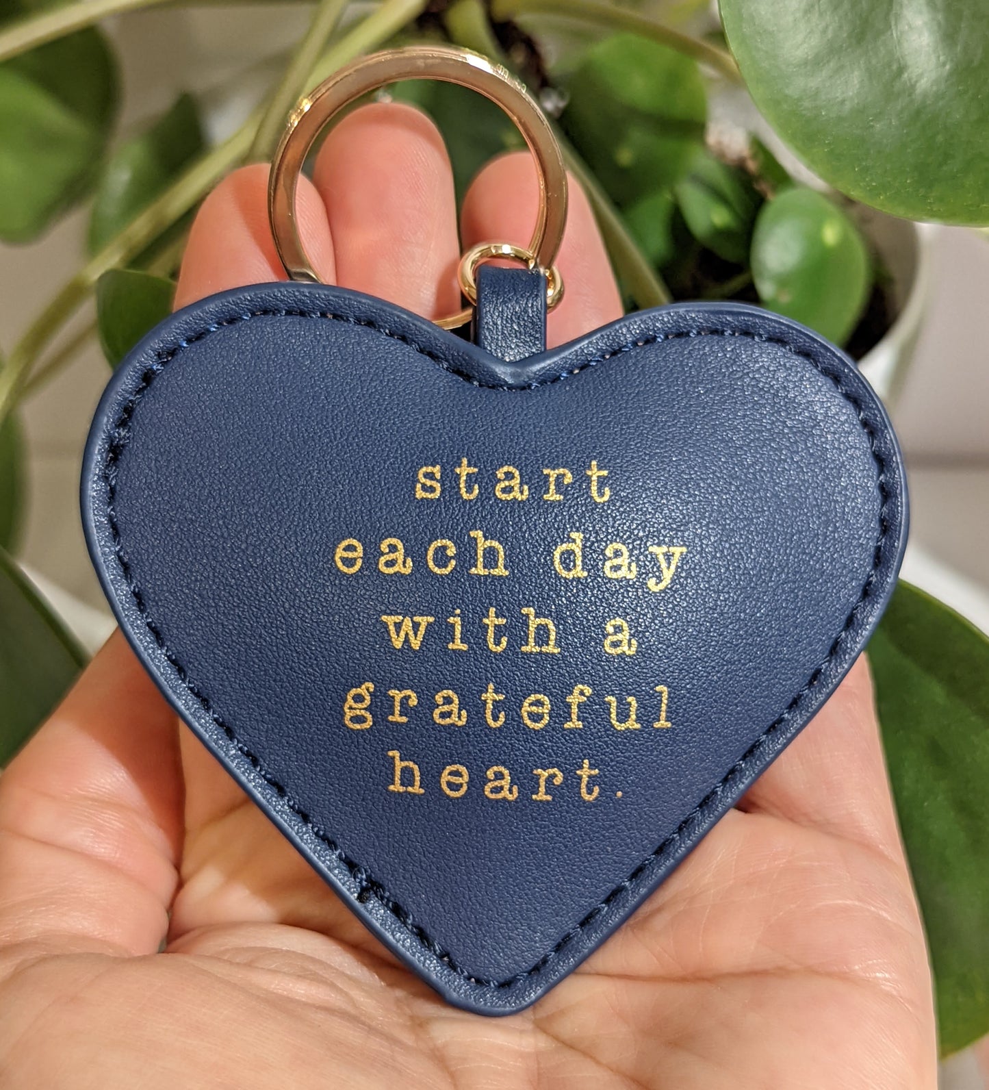 Heart Affirmation Key Chain - Start Each Day With A Grateful Heart