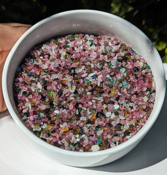 Pink Watermelon Tourmaline Crystal Chips Extra Small High Quality