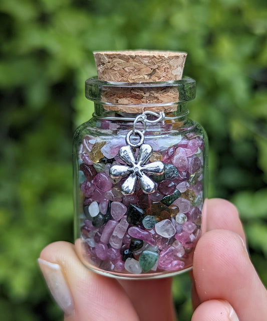 Pink Watermelon Tourmaline Mini Crystal Bottle *High Quality*