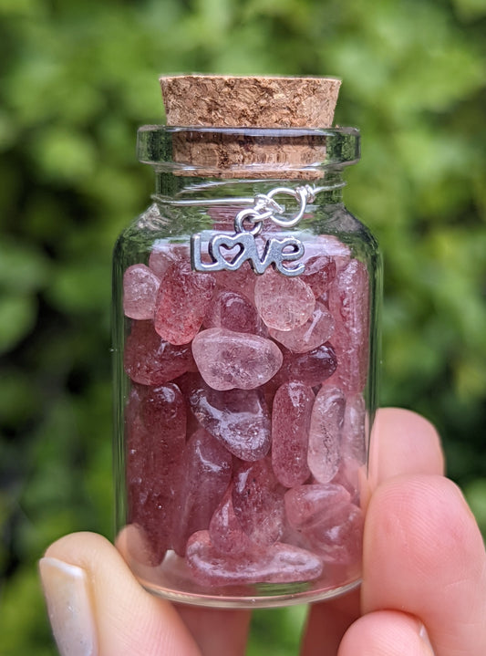 Strawberry Quartz Mini Crystal Bottle