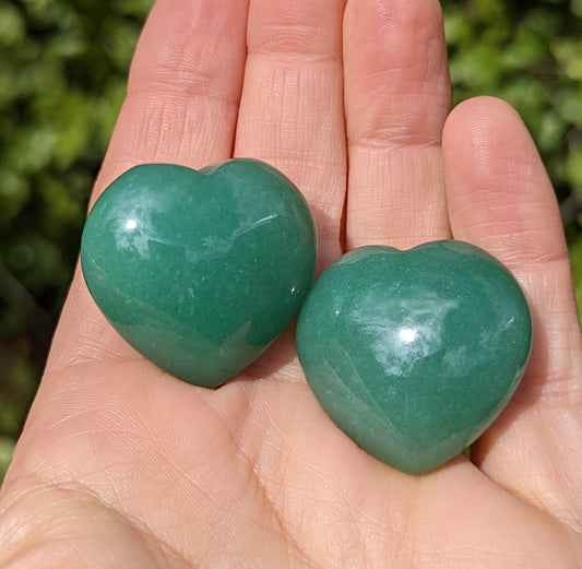 Green Aventurine Hearts