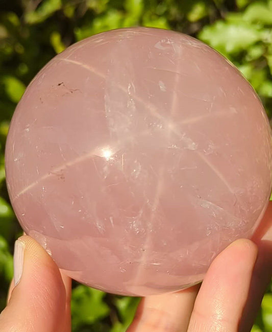 Rose Quartz Sphere with Strong Star (Asterim)