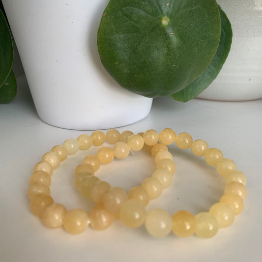 Yellow Jade Bead Bracelets 8mm Medium