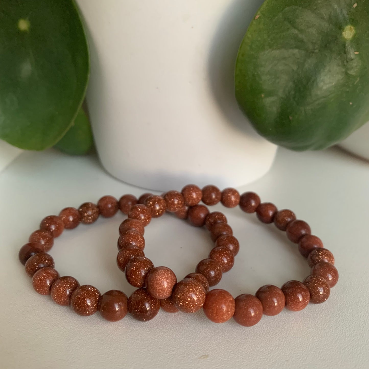 Gold Sandstone Bead Bracelets 8mm Small