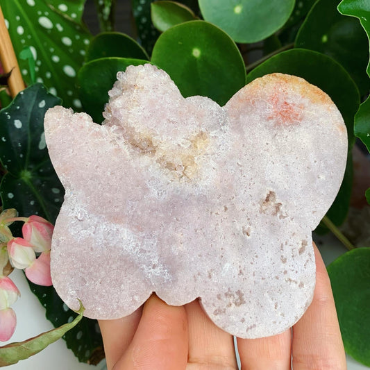 Pink Amethyst Butterfly with druzy