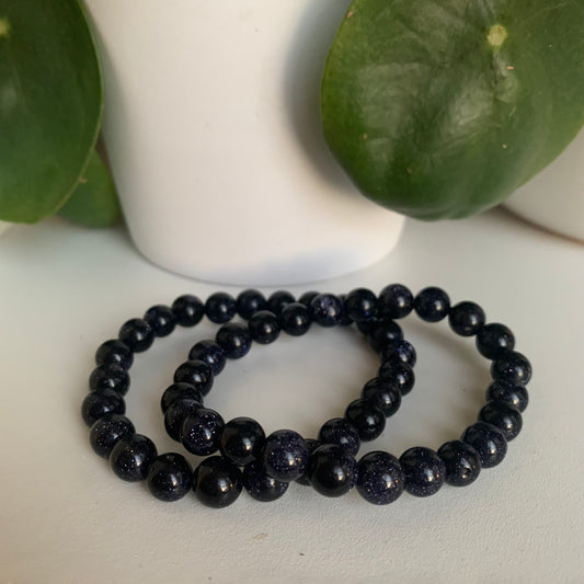 Blue Sandstone Bead Bracelets 8mm Small