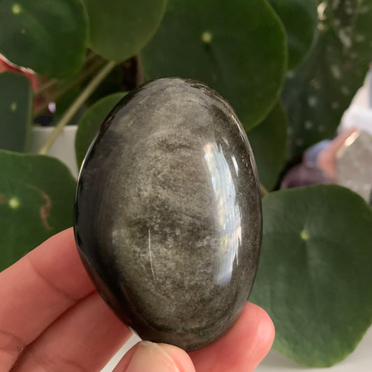 Gold Sheen Obsidian Palm Stone