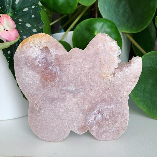 Pink Amethyst Butterfly with druzy
