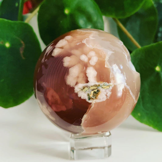 Black Flower Agate Sphere