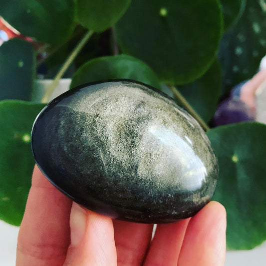 Gold Sheen Obsidian Palm Stone