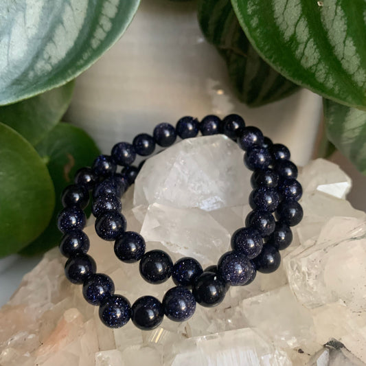 Blue Sandstone Bead Bracelets 8mm Small