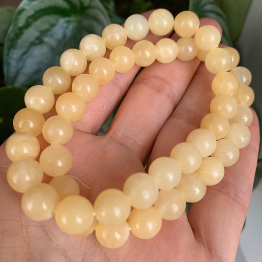 Yellow Jade Bead Bracelets 8mm Medium