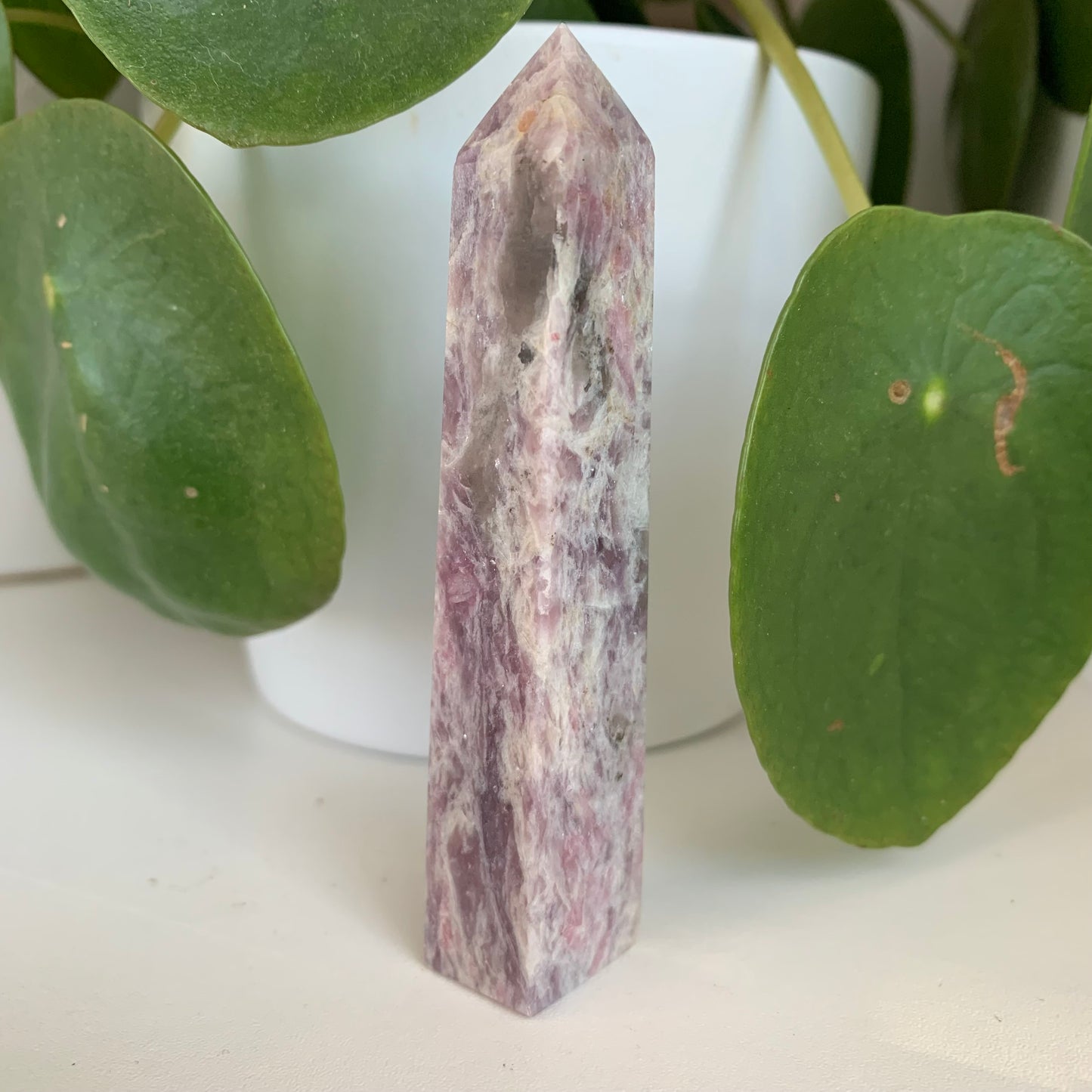 Plum Blossom Tourmaline Obelisk