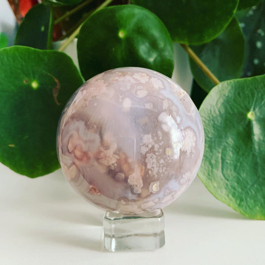 Black Flower Agate Sphere